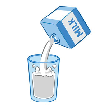 Milk Carton Pouring into Glass Vector