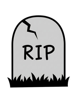 Cracked tombstone graphic with RIP text isolated on a transparent background