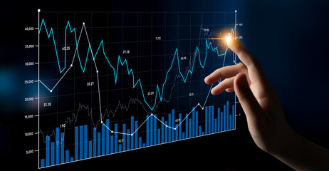 Experience the interaction with a dynamic data visualization featuring colorful line charts and bar...