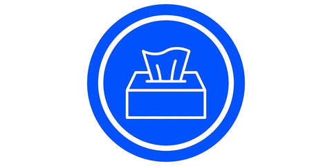 Blue tissue box icon featuring minimalist graphic style for household and hygiene branding. © Visionix