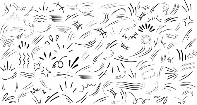Comic Speed Lines and Motion Effect Doodle Vector Collection