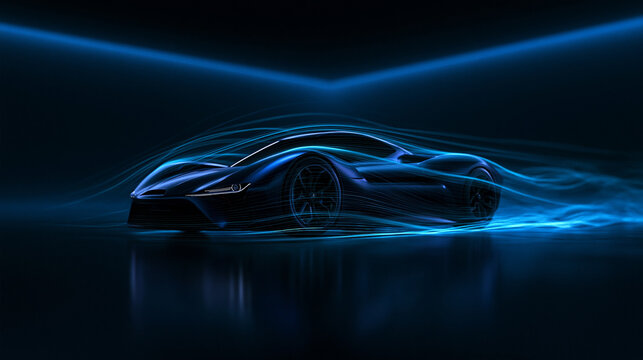Futuristic Supercar with Aerodynamic Airflow Lines in Studio