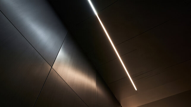 Modern Linear Ceiling Light in Dark Architectural Interior