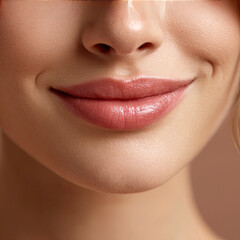 Obraz premium Smooth, plump lips with natural shine create appealing and look. soft texture and subtle color enhance overall beauty, making it perfect representation of confidence and charm