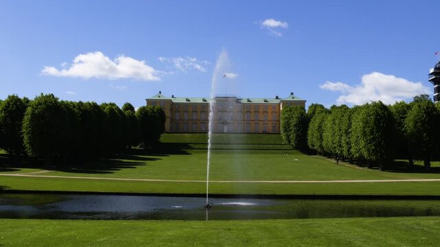 Fountain in Frederiksberg Palace Garden in Copenhagen city, Denmark