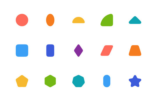 Geometric shapes set circle triangle square pentagon hexagon star