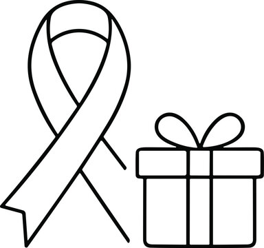 Awareness ribbon icon paired with gift box for charity fundraising and support gift ideas.