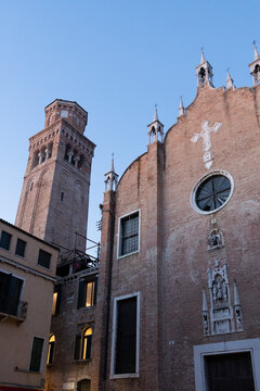 View of Church and tower in Venice Italy