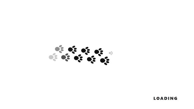 Minimalist loading screen animation with cute animal paw prints