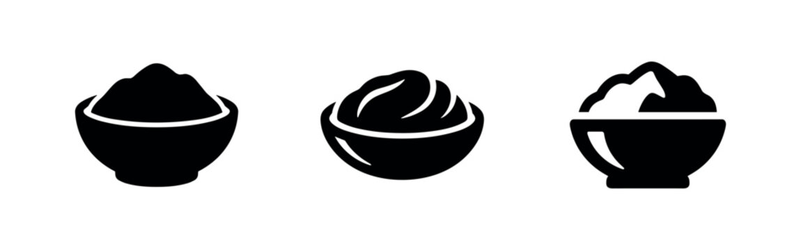 Mashed potatoes and puree bowl icons