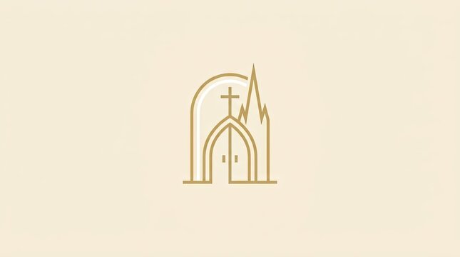 Minimalist church building line art logo