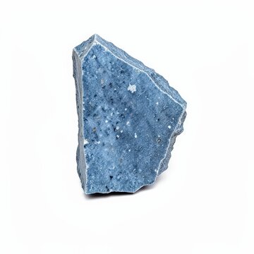 Bluegray split bluestone with jagged edges isolated on white background, natural raw mineral surface texture