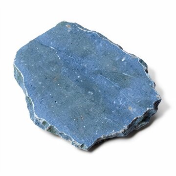 Single split bluestone with jagged edges and bluegray color isolated on white background for landscaping and construction materials