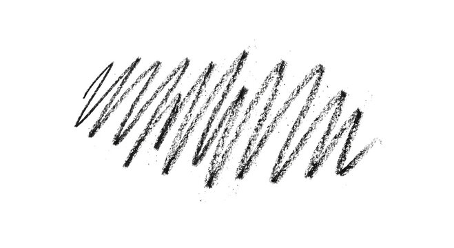 Abstract black charcoal scribble texture on a white background