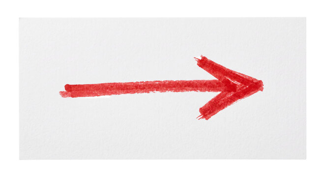 Hand drawn red arrow pointing to the right on a textured white background