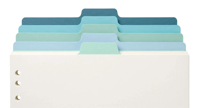 Colorful tabbed dividers for organizing documents and notes in a binder