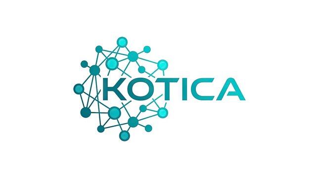 Kotica technology logo with molecule network nodes.