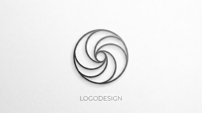 Silver metallic spiral swirl abstract 3D logo.