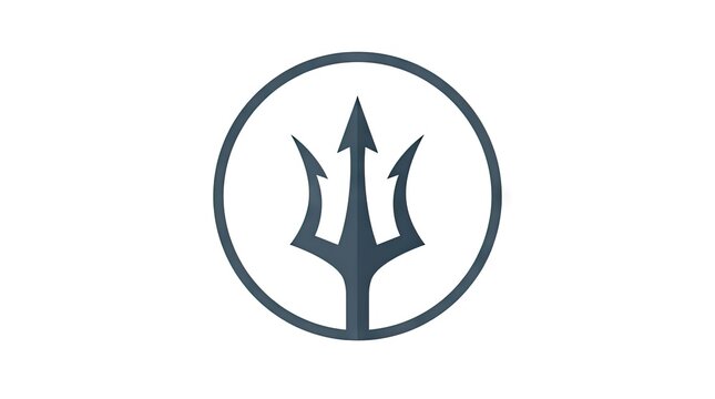 Trident spear icon in circle on white background