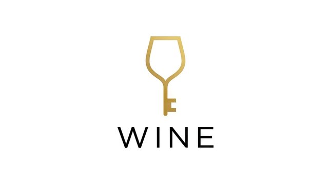Wine glass outline integrated with a key shape.