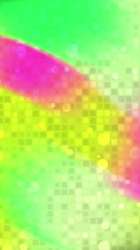 Abstract background with vibrant neon colors and a subtle square grid pattern.