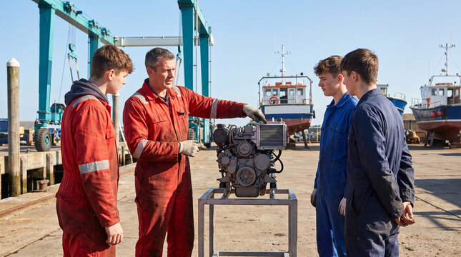 Marine mechanic opens a harbor engine service course