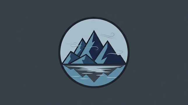 Geometric mountain range reflection circle logo.