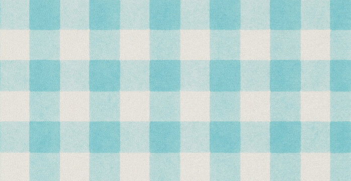Light blue and white gingham check pattern fabric texture with a soft woven textile surface
