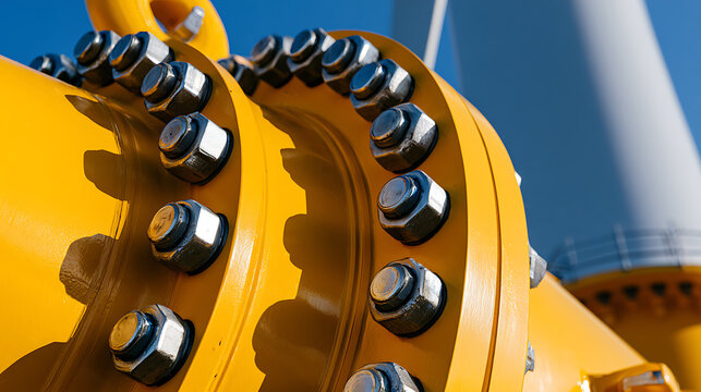 Macro Detail of Yellow Flange Joint with Bolted Connections