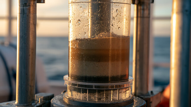 Sediment Core Sample Extracted from Seabed for Oceanographic Research