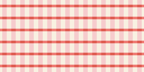 Fototapeta na wymiar Pink and red plaid seamless pattern. Modern geometric checkered background. Soft pastel gingham print for textile, fabric and wrapping paper. Colorful cute preppy pattern. Vector illustration