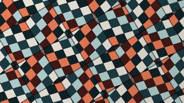 Mirrored Polygon Web Unfolding Into A Shifting Diamond Tile Mosaic Flat Color Geometric Background Seamless Loop in rich teal tones