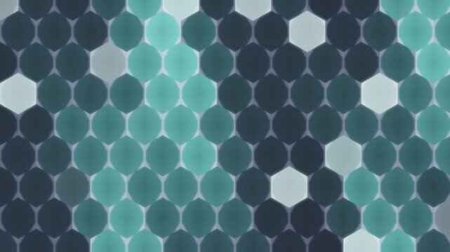 Glowing hexagonal tech grid pulsing honeycomb energy cells seamless loop in cool teal tones