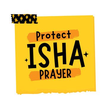 Yellow Memo Pad with Protect Isha Prayer Quote Islamic Planner Vector Sticker Graphic