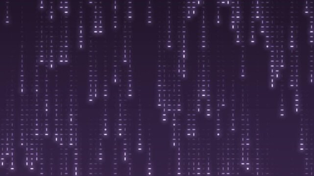 Falling digital code rain glowing streaks seamless loop in soft violet tones