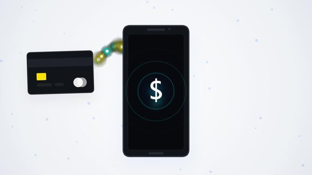 Contactless mobile payment animation showing money transfer using digital  motion