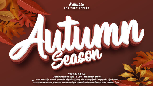 Autumn season 3d vector text effect style