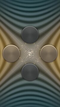 Quadrupole Mass Filter Cross Section: Rotating Hyperbolic Electric Field And Ion Cloud, Seamless Loop in bright amber tones vertical 9:16