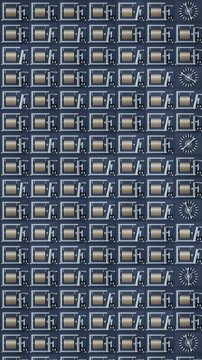 Electromagnetic Relay Bank With Snapping Armatures and Stepping Selectors, Seamless Loop in subtle navy tones vertical 9:16