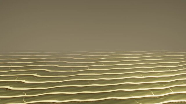 Travertine Rimstone Terraces With Milky Thermal Pools and Steam Haze Copy Space Seamless Loop in deep ochre tones
