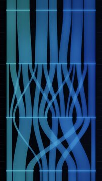 Abstract Sankey Diagram Ribbons Branching Between Layered Nodes Data Flow Visualization Seamless Loop in bright navy tones vertical 9:16
