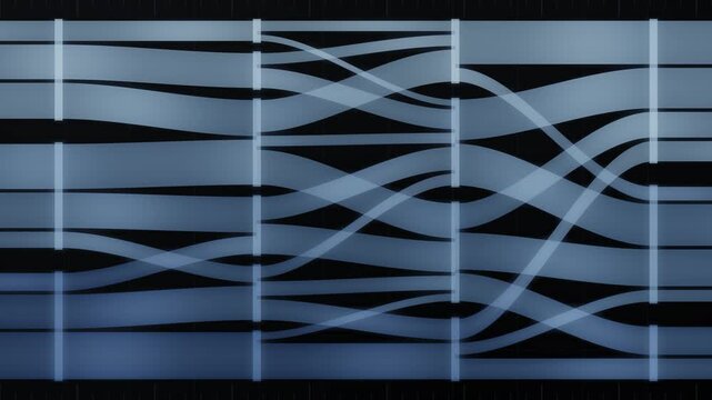 Abstract Sankey Diagram Ribbons Branching Between Layered Nodes Data Flow Visualization Seamless Loop in calm grey tones
