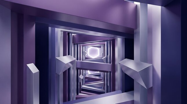 Geometric Structures Shifting in Perspective, Creating an Infinite Optical Illusion with a Modern, Abstract Design.