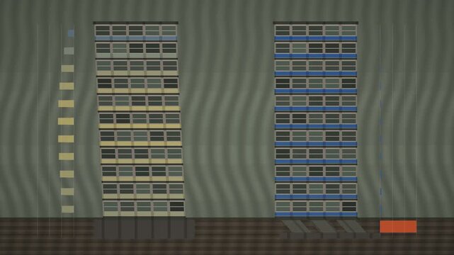 Seismic Building Sway: Base Isolated Versus Fixed Base Interstory Drift Comparison, Seamless Loop in cool sage tones