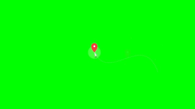 Multi-stop flight route animation, alternate timing, green screen