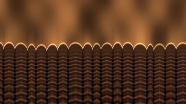 Directional Solidification Front With Columnar Dendrites And Convecting Melt, Seamless Loop in rich orange tones