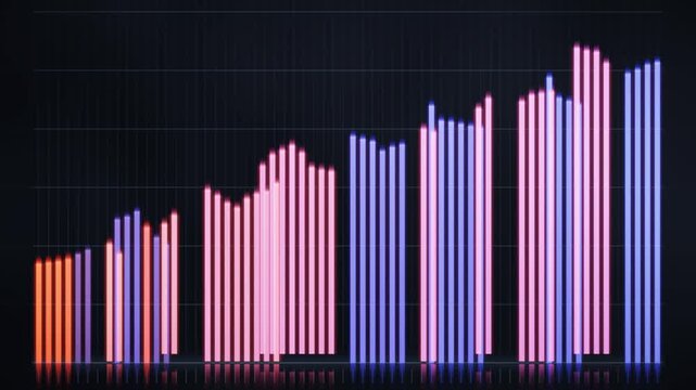 Sorting Algorithm Bar Chart Visualization Glowing Bars Swapping Into Order Data Structure Seamless Loop in bright blue tones
