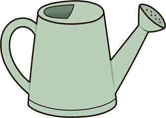 Mint green watering can, gardening tool illustration © Raemoondo