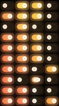 UI Toggle Switches Flipping On and Off in Sequence Control Panel Seamless Loop in subtle brown tones vertical 9:16