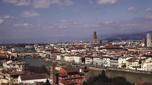 Florence cityscape panoramic view with ponte vecchio